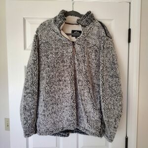 Grizzly Sherpa Gray Cozy Teddy 1/4 Zip Pullover Top L